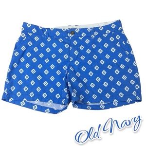 Old Navy 100% Cotton Diamond Print Blue White Shorts - Women’s 10